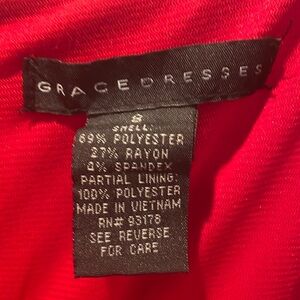 Grace red dress, size 8.  Wide slimming black belt included.